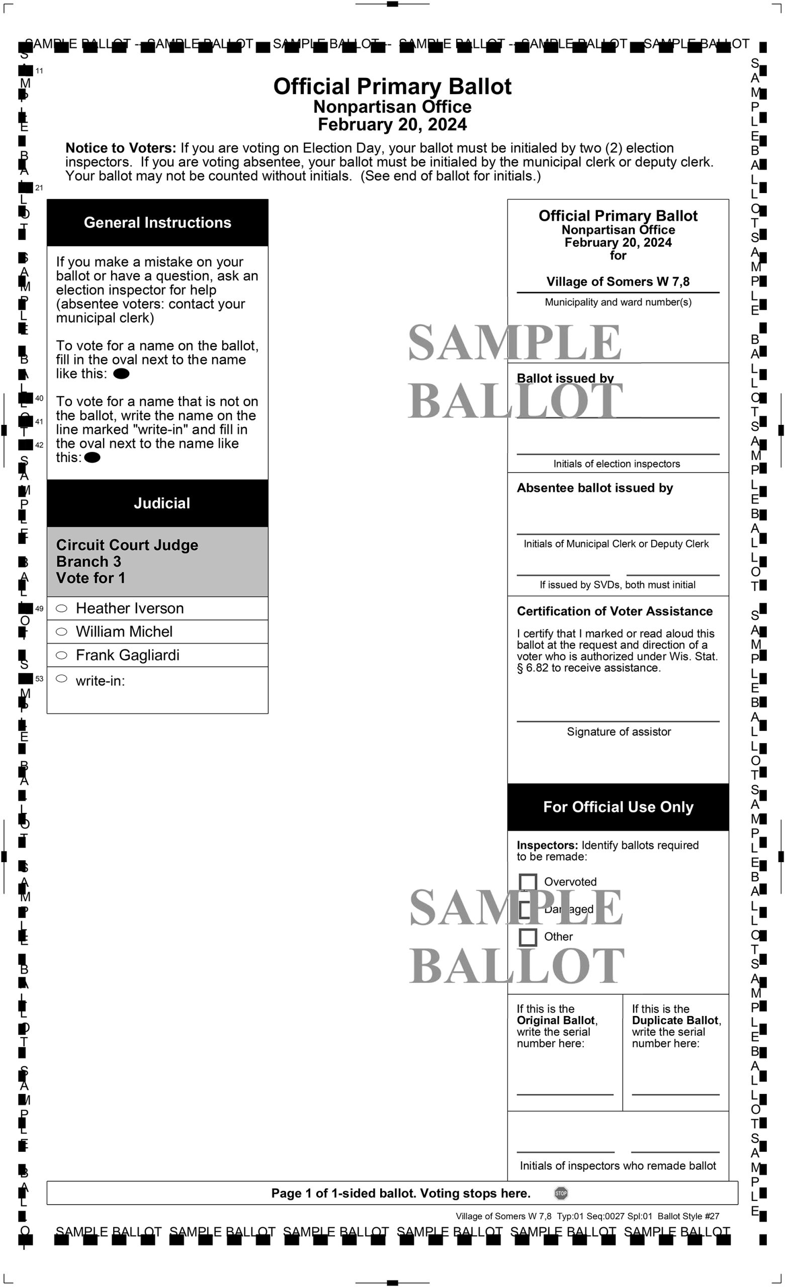 V Somers Primary.pdf Sample Ballot